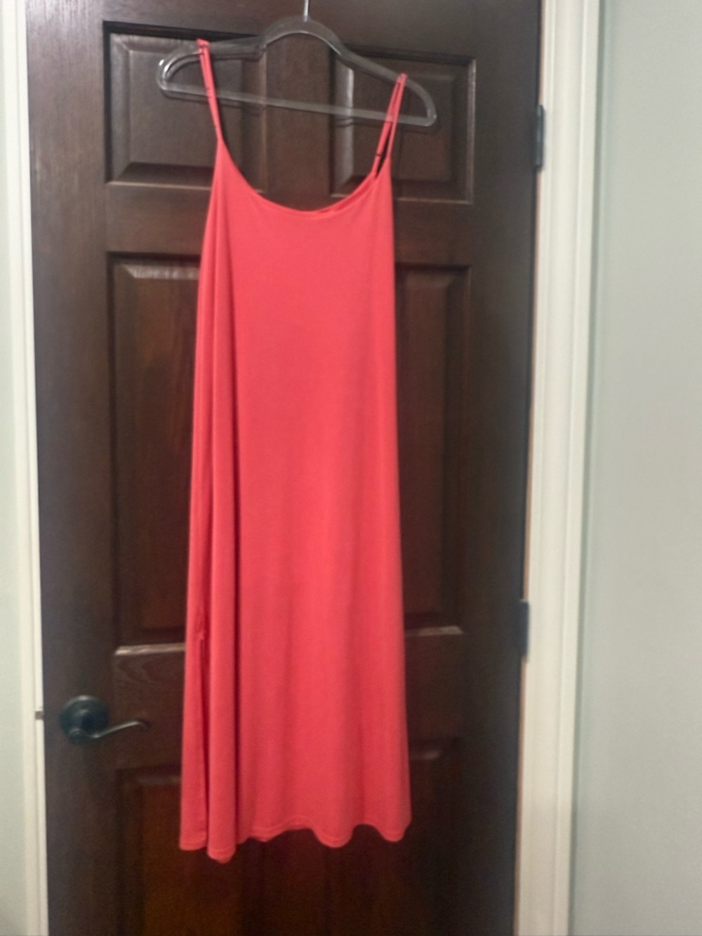 Lulu's Coral Maxi Slip Dress with Spaghetti Straps